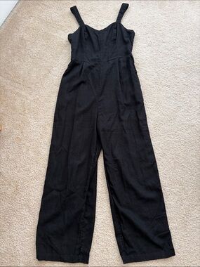 Women’s Black Wide-Leg Jumpsuit with Straps